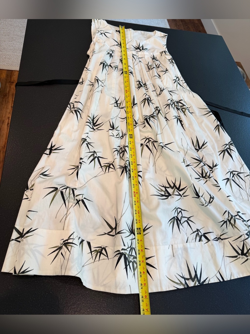 Talbots Ivory Midi Dress with Black Floral Print and Black Ribbon - Picture 13 of 13